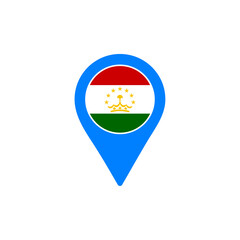 Tajikistan location pin vector illustration with national flag design