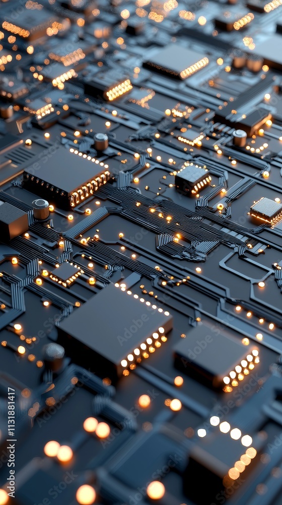 Poster high-tech circuit board design showcase digital environment technology