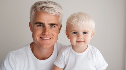 Happy Father and Baby Son Portrait  Close Up  Family Love  Parenthood  Bonding