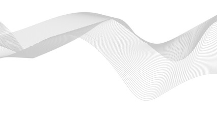 Fototapeta premium Undulate Grey Wave Swirl, frequency sound wave, twisted curve lines with blend effect. Technology, data science, geometric border. Isolated on white