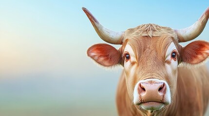 Majestic Brown Bull Portrait  Farm Animal  Cattle  Rural Scene