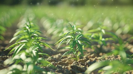 Obraz premium Genetically modified crops growing in a controlled agricultural field