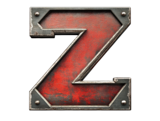 Vivid red letter z against a dark black background, modern graphic design element