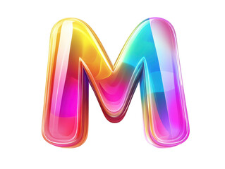 Vibrant liquid letter m, a colorful alphabet photography representing modern graphic design