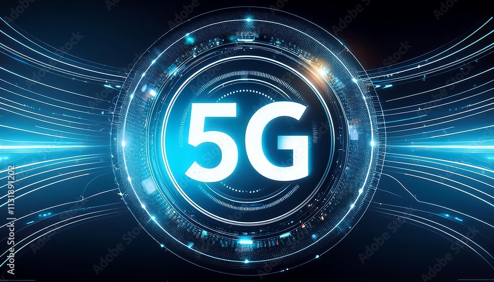 Poster visual representation of 5g technology, showcasing speed and connectivity.