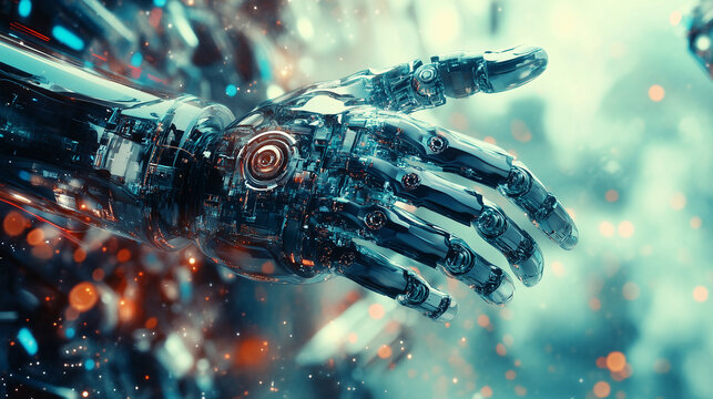Sci-Fi Digital Art: A human like hand but purely mechanical robot