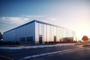 Fototapeta premium Modern Industrial Warehouse at Golden Hour