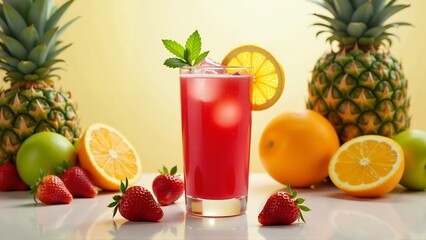 Refreshing Strawberry Pineapple Drink with Summer Fruits