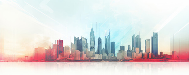 Fototapeta premium Abstract Futuristic Cityscape with Reflective Elements