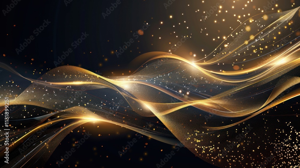 Poster abstract background shiny color gold wave design elements, ai generated image