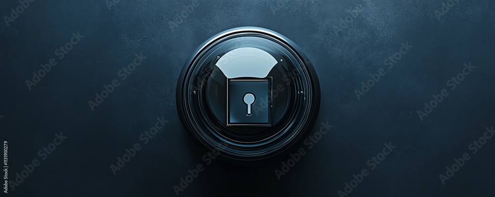 Aufkleber 3d digital lock inside a round sphere on a dark abstract background, symbolizing internet security a