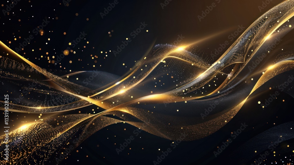 Poster abstract background shiny color gold wave design elements, ai generated image