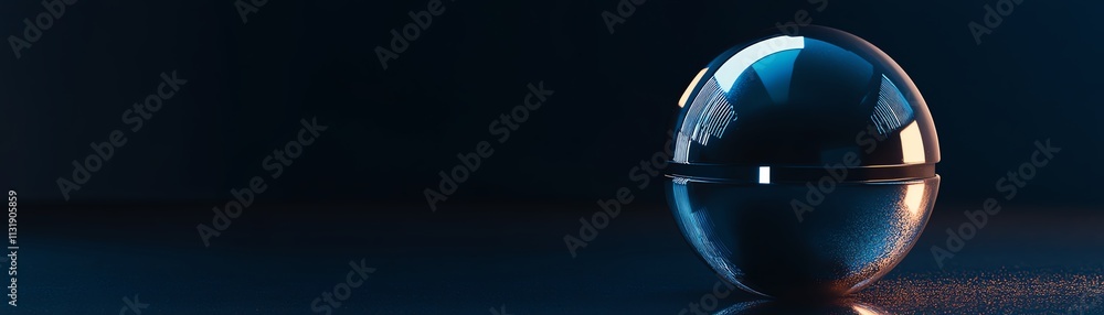 Poster 3d digital lock sign in a round sphere on a dark abstract background, representing data security, wi