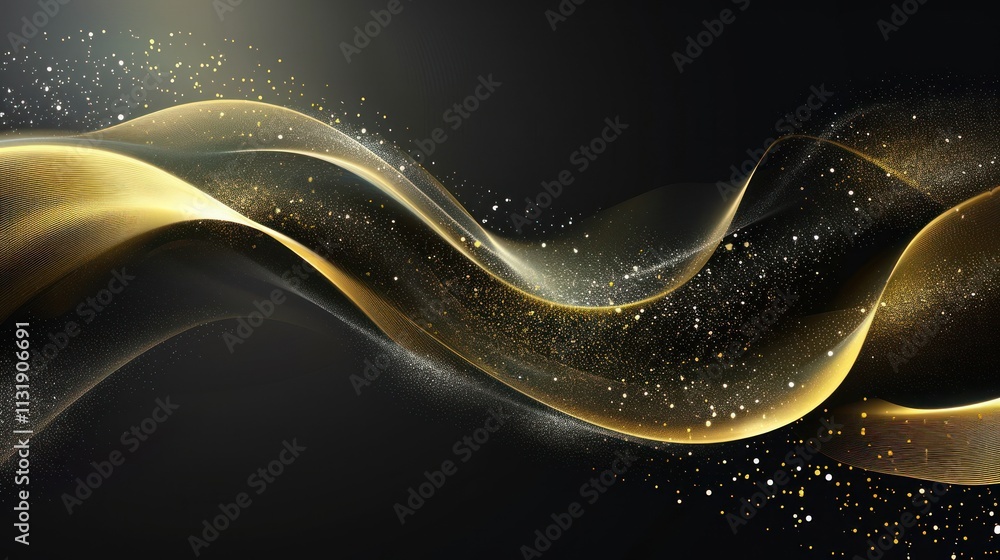 Poster abstract background shiny color gold wave design elements, ai generated image