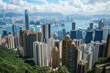 Obraz premium Skyline Serenity: A Modern Metropolis by Generative Ai