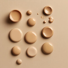 Foundation Makeup Swatches on Beige Background