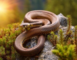 Obraz premium A snake lying on the grass