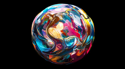 Obraz premium Emotional overload represented by a dynamic sphere shimmering with chaotic energy and wrapped in brilliant colors. Flux. Illustration