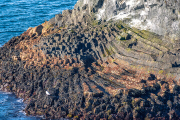 Arnastapi coastal landscape with cliffs in summer near the Snaefellsnes peninsula in Iceland