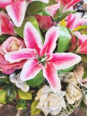 Fototapeta premium Beautiful of pink artificial flowers