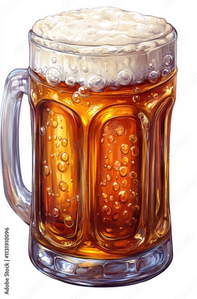 Aufkleber a refreshing cold glass of beer frothing with bubbles and foam perfect for summer enjoyment in a war