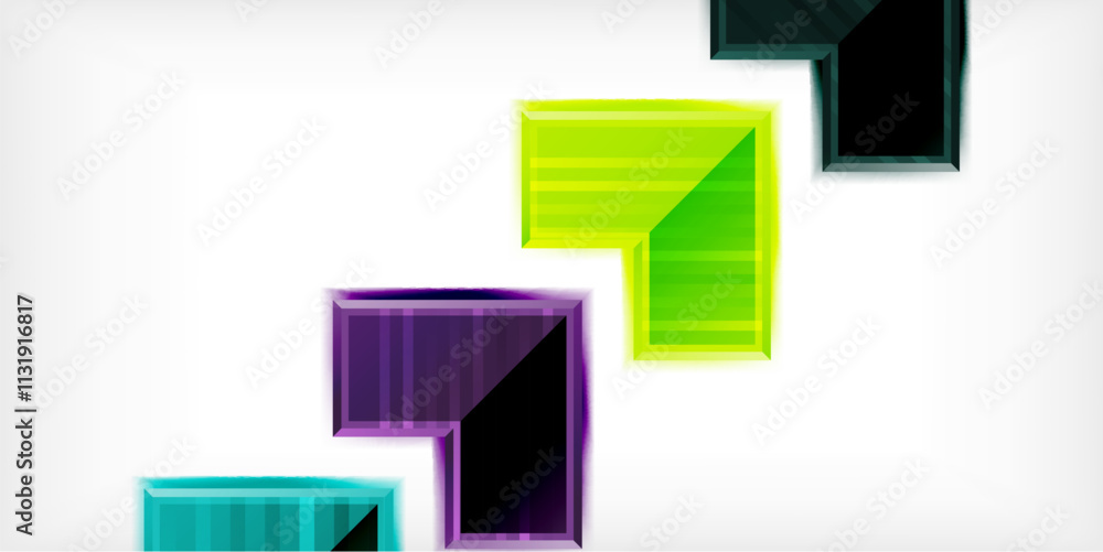 Poster Arrow symbols created with 3d effects and line texture geometric abstract background