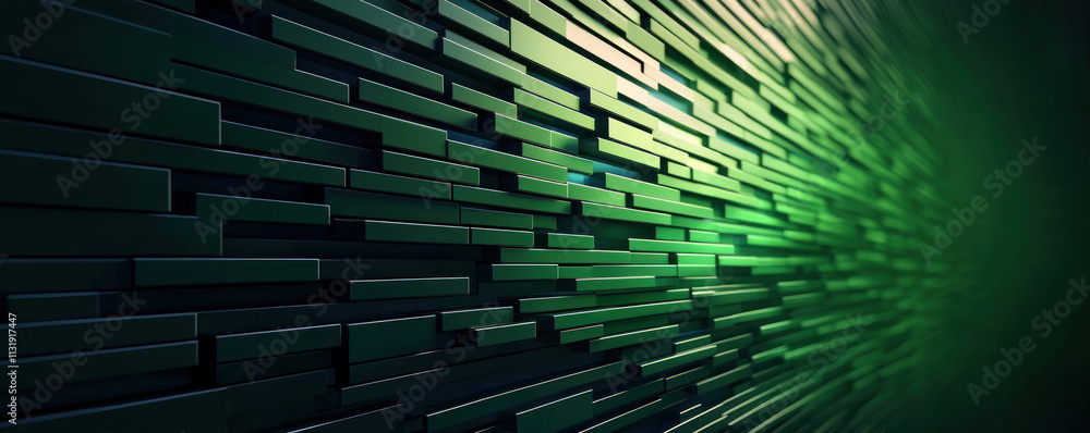 Poster dynamic green abstract background with layered geometric shapes