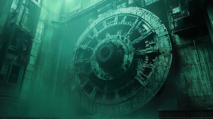 Obraz premium Enigmatic Industrial Machine: A Grunge Architectural Masterpiece