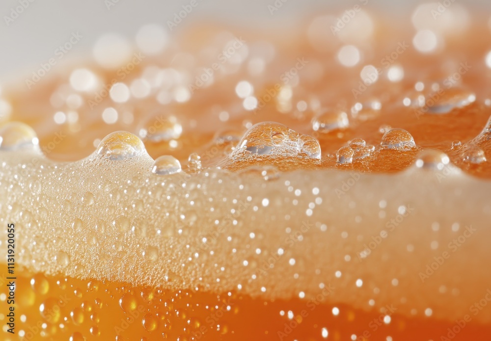 Poster close-up of refreshing golden beer with effervescent bubbles and foam capturing the essence of relax