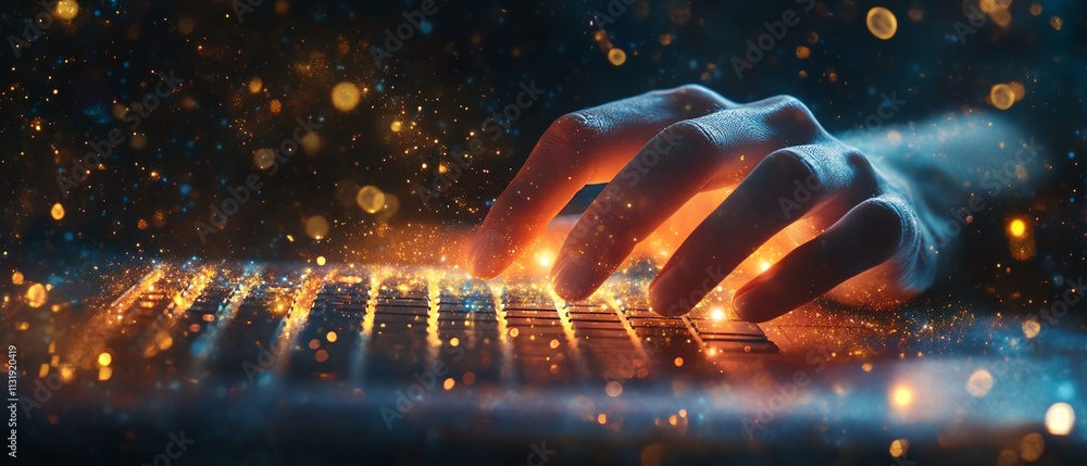 Aufkleber hand on laptop keyboard with a cloud computing diagram displayed, symbolizing digital transformation