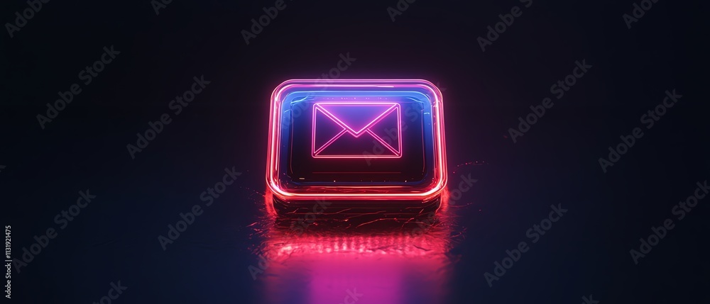 Aufkleber innovative 3d square circuit button hologram with email icon on a dark background, symbolizing techn