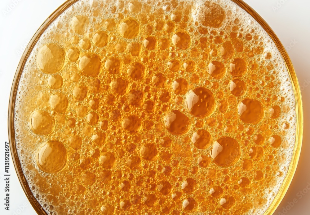 Aufkleber close-up view of golden beer with bubbles in a glass, capturing the refreshing texture and effervesc