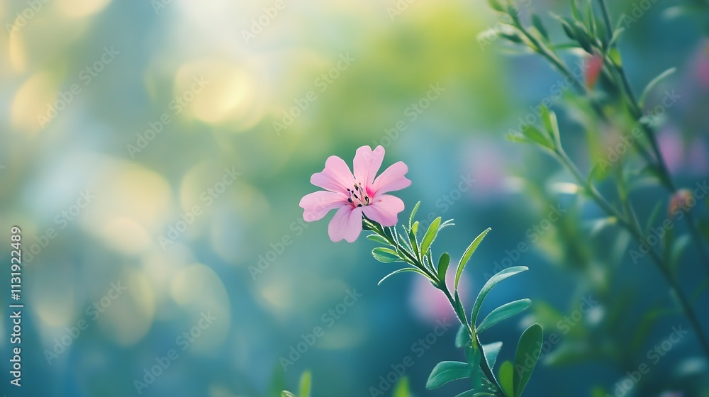 Poster Vibrant Pink Flower in Serene Nature Setting with Bokeh Background : Generative AI