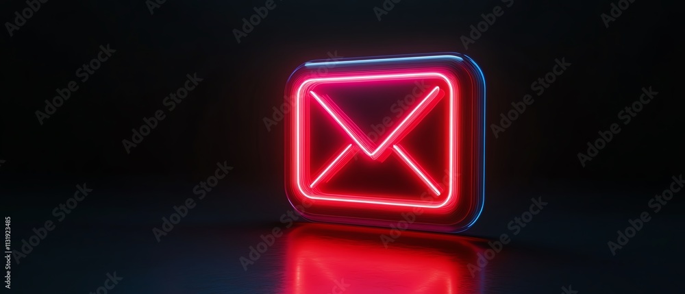 Aufkleber 3d square circuit button hologram featuring an email icon on a dark background, symbolizing email ne