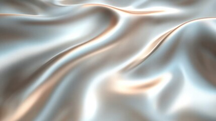 Obraz premium Wavy Liquid Silver Silk Texture with Chrome Shine and Glossy Metallic Reflections