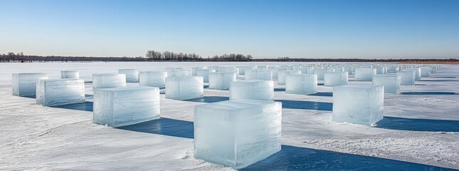 Obraz premium Ice Cubes on Frozen Lake