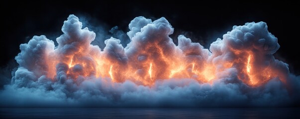 Fluffy Cloud Numbers 0 to 9 Digital Art - Smoke and Mist Typography on Black Background - 3D Uppercase Font Collection