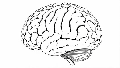 Fototapeta premium Brain lineart style illustration - Generative AI