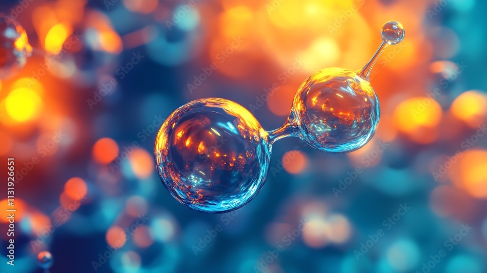 Leinwandbilder futuristic molecule structure with glowing spheres illustrating science and technology : generative 