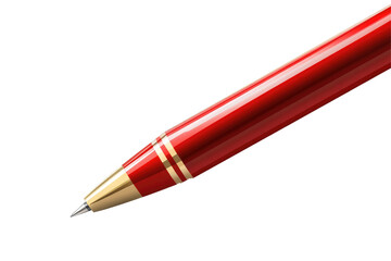 Red pen isolated on a white background, cutout PNG