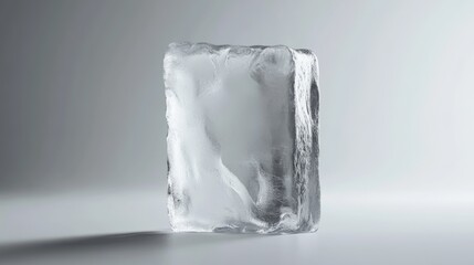 Obraz premium Large Clear Ice Cube on Gray Background
