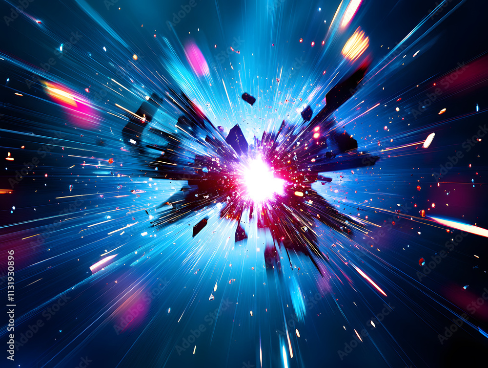 Poster dramatic cosmic explosion outer space digital art abstract environment dynamic perspective energy an