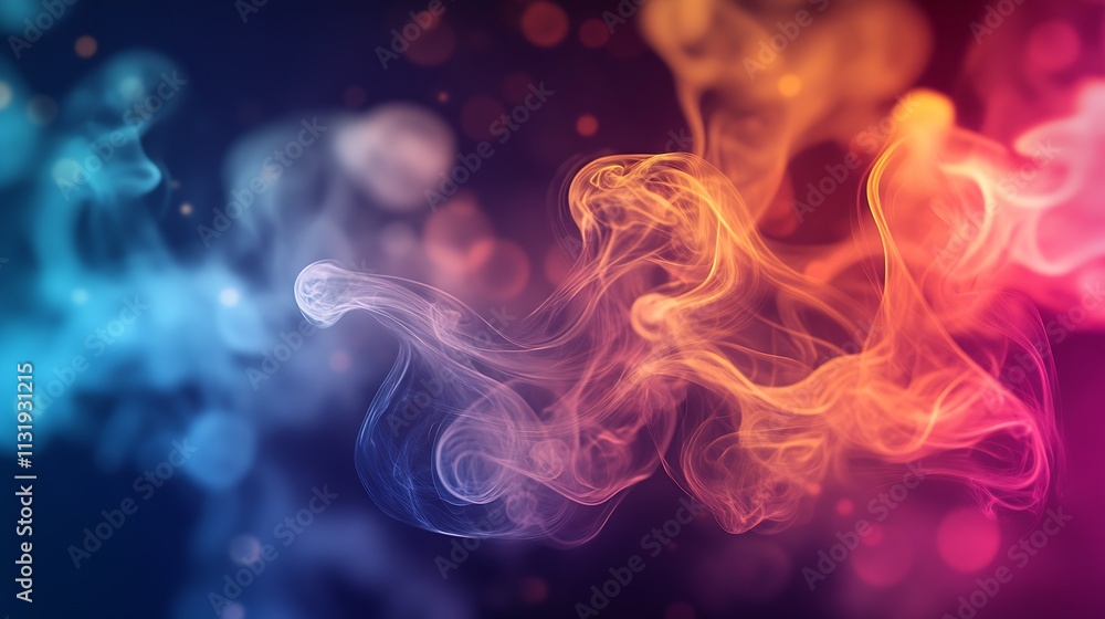 Poster colorful smoke swirling in dynamic motion with vibrant atmosphere : generative ai
