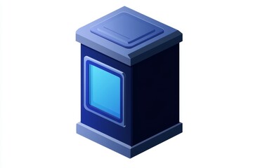 Isometric 3D model of a futuristic kiosk or information booth