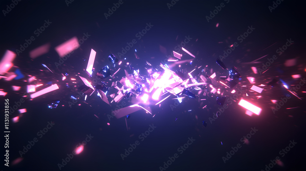 Poster dynamic explosion of colorful fragments in abstract art digital realm visual composition dark backgr