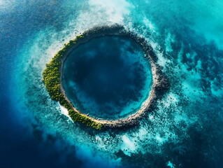 aerial view coral atoll