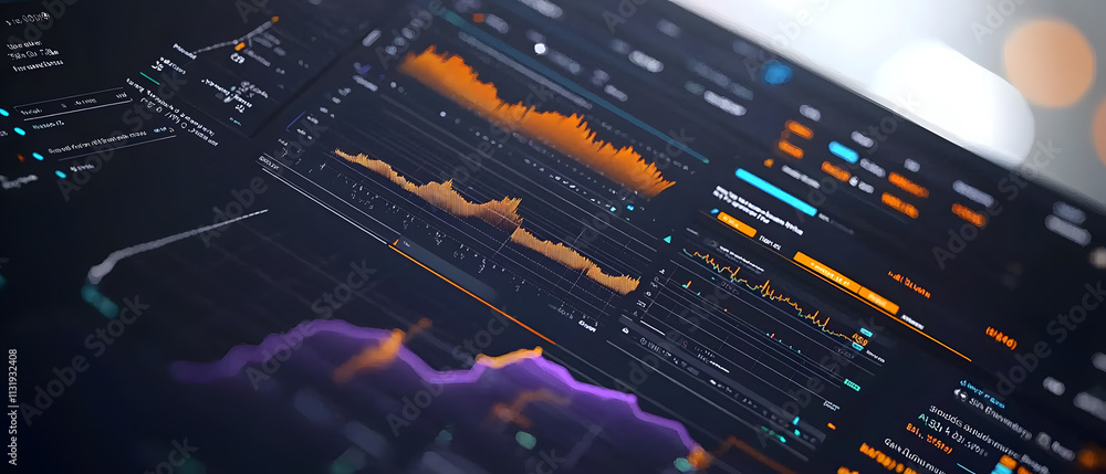 Poster data visualization insights digital workspace infographic tech environment close-up view analytics c