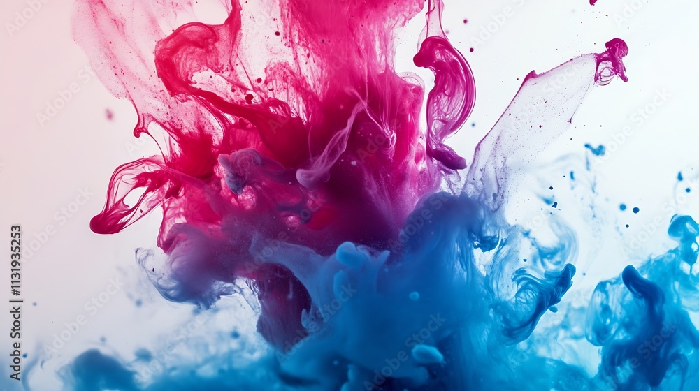 Fototapete colorful ink splashes merging in water creating vivid and artistic patterns : generative ai