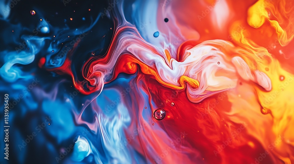 Poster Vibrant Abstract Fluid Art with Dynamic Colors Flowing in Turbulent Swirls : Generative AI