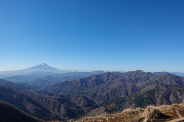 Foliage Tonodake Hiking, Hadano, Kanagawa, Japan, Mt. Fuji view from the peak